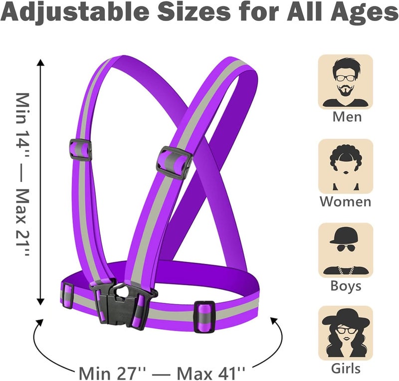 YUNLOVXEE Reflective Strap Safety Vest Gear - 2-10 Pack Adjustable High Visible Reflective Running Gear for Women Men Night - Image 5